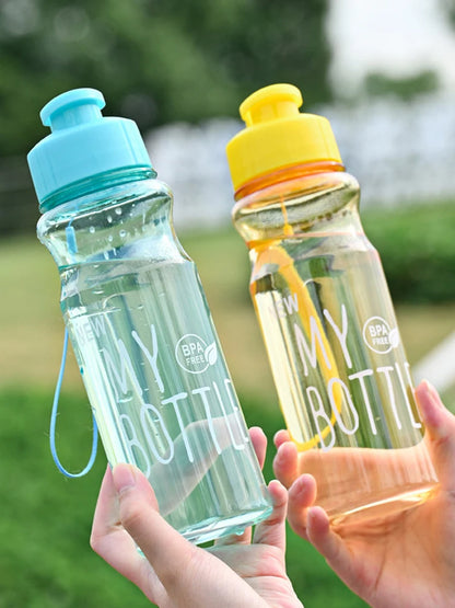 550ml Plastic Water Bottle Portable Sports Cup With Anti Drop Rope Outdoor Water Container Color Transparent Pet Flip Cover