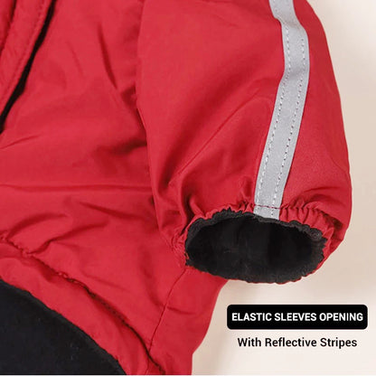 Autumn Winter Waterproof Dog Coat - Warm Cotton Hoodie with Reflective Details