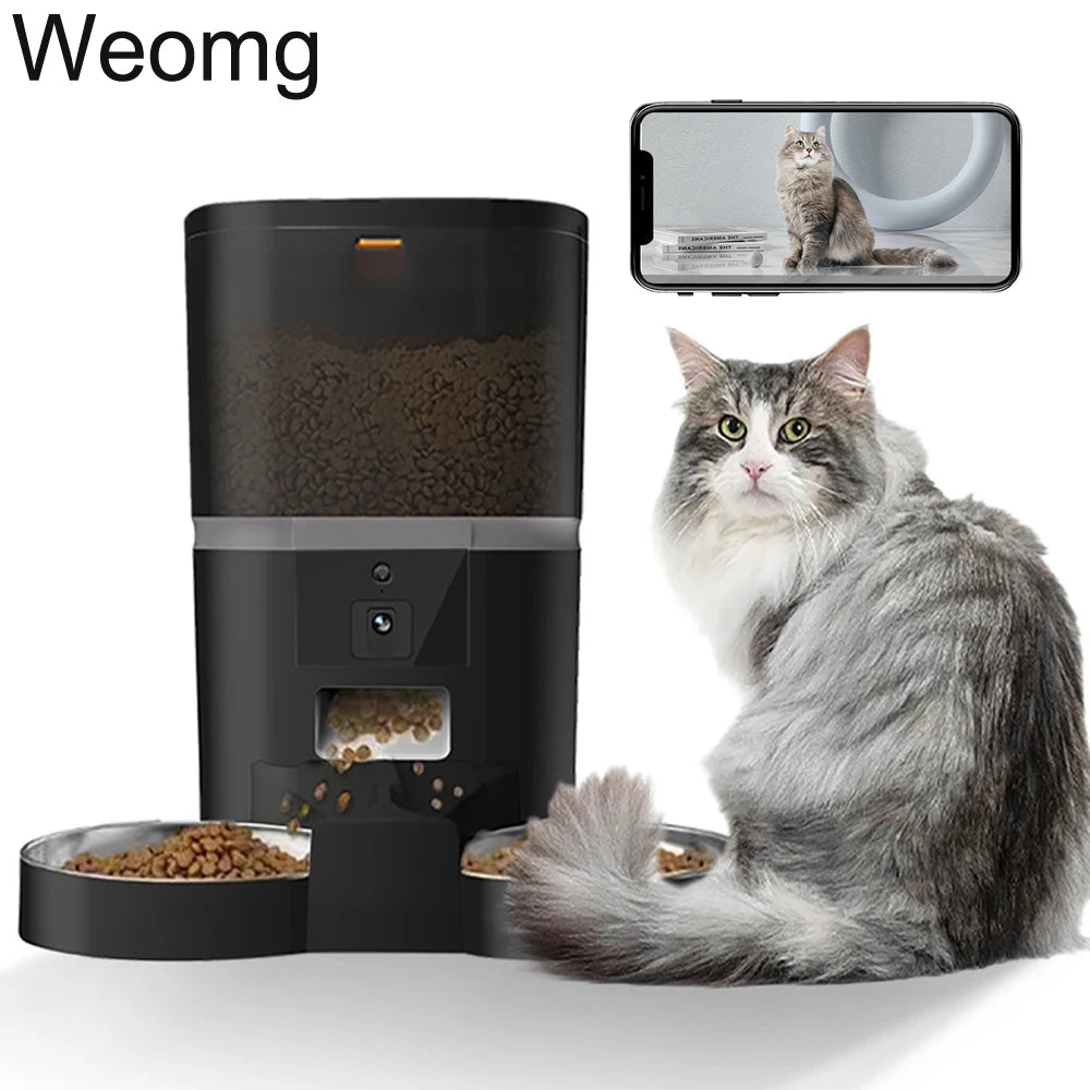 4L Double Meal Camera APP Automatic Pet Feeder Time For Pet Cats Dog Food Stainless Steel Bowl Video Dispenser Smart Pet Feeder