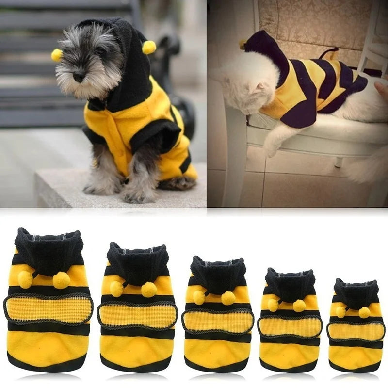 Bee Pet Puppy Fleece Hoodie Costume - Dog & Cat Halloween Sweater