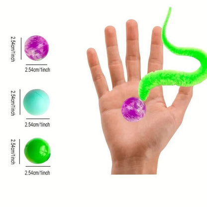 Interactive Cat Teaser Toy - Colorful Bouncing Worm Ball, Indoor Pet Puzzle Toy for Cats