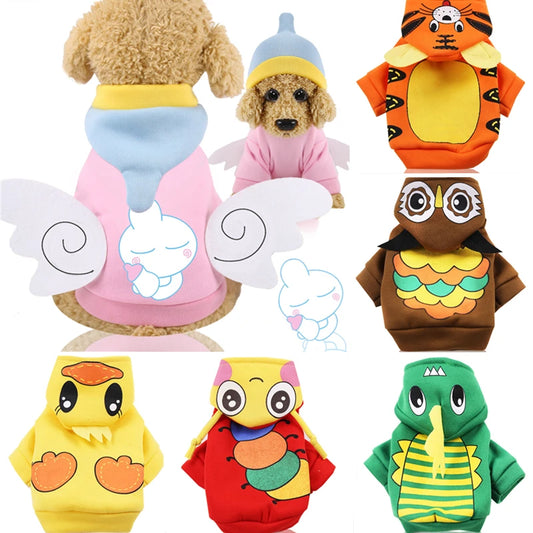 Cartoon Winter Dog Costume - Warm Hoodie Coat for Small Dogs