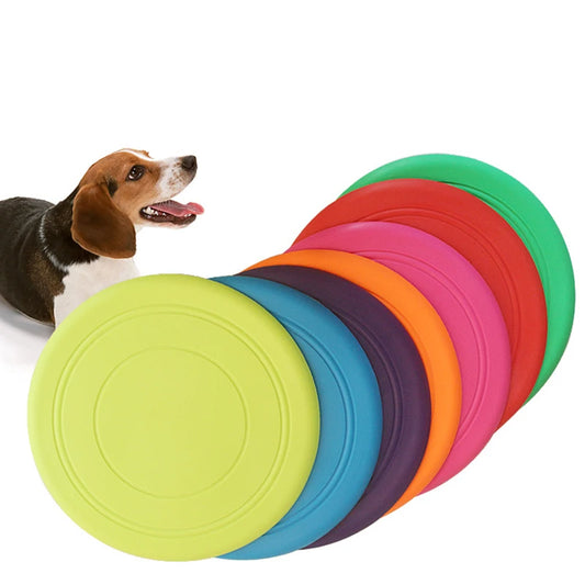 7 Colors Silicone Flying Disc Dog Cat Toy - Chew-Resistant, Interactive Pet Training Accessory