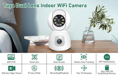 Tuya 6MP Smart Mini WiFi IP Camera Indoor Wireless Surveillance Auto Tracking Of Human Home Security CCTV Baby Pet Monitor