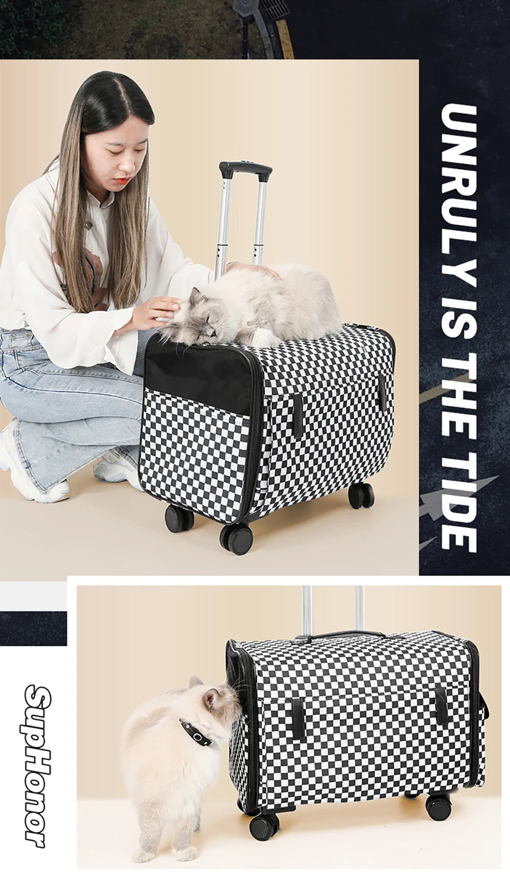 Large Pet Dog Trolley Load 15KG 4 Universal Wheels Pet Stroller Cat Dog Carrier Bag Wheeling Suitcase For Big Pet Travel Case