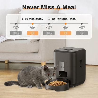 2L Cat Timing Feeder Tuya APP Smart Cat Feeder Pet Dog Food Automatic Dispenser Suitable for Small Cats and Dogs Remote Feeding