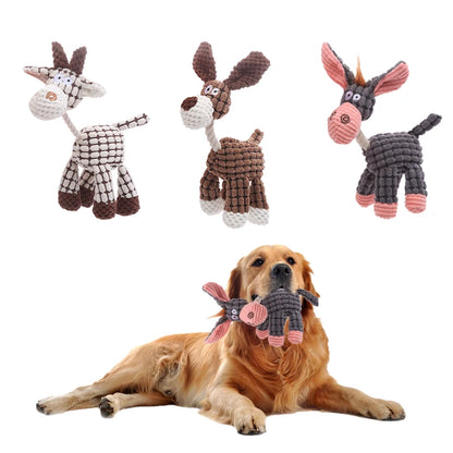 Bite-Resistant Stuffed Donkey Dog Toy with BB Bark | Pet Accessories