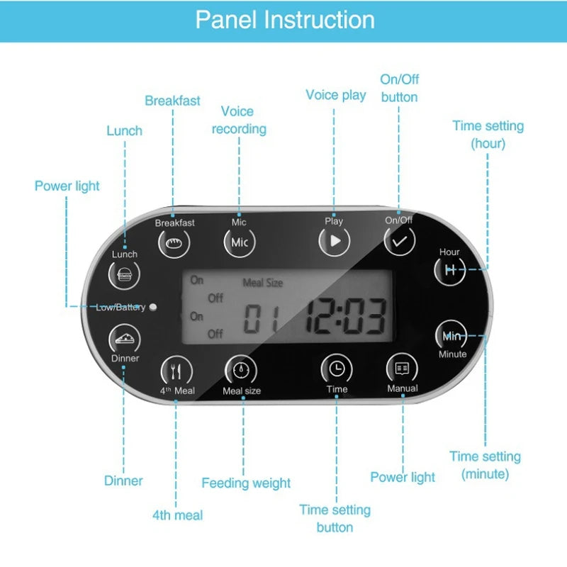 Smart Automatic Pet Feeder With Voice Record Stainless Steel LCD Screen Timer For Dog Food Bowl Cat Food Dispenser Pet Supplies