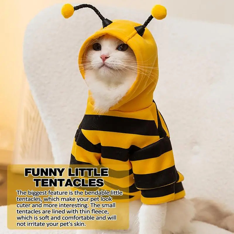 Pet Bee Costume Hoodie - Fleece Cosplay Sweatshirt for Dogs & Cats | Pet Accessories