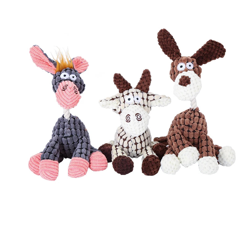 Bite-Resistant Stuffed Donkey Dog Toy with BB Bark | Pet Accessories