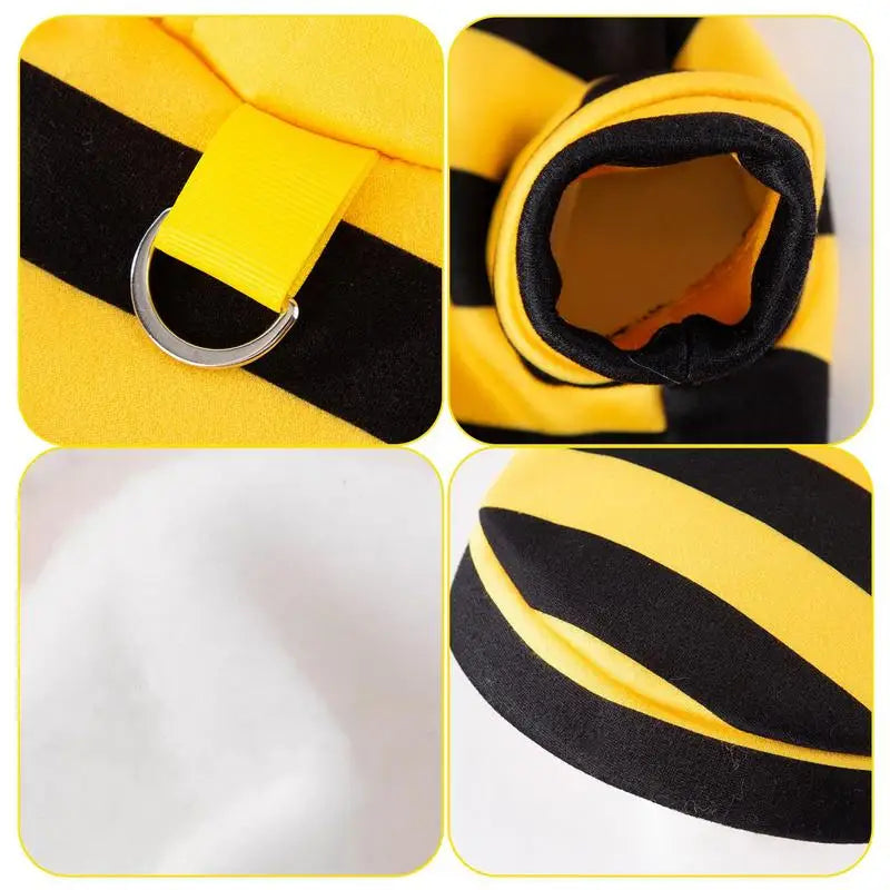 Pet Bee Costume Dog Hoodie, Cat Cosplay Outfit, Warm Christmas Clothes for Small Pets