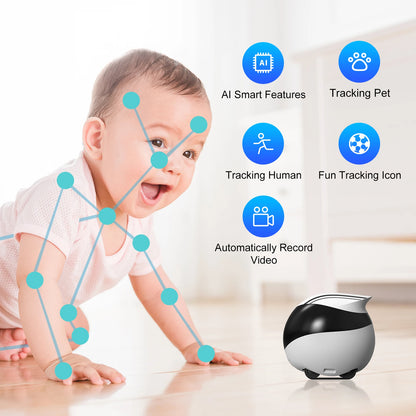 Enabot Security Monitor Home Robot Pet Camera, 2 Way Audio AI Tracking Monitors with E-Pet, Wireless Self-Charging Night Vision