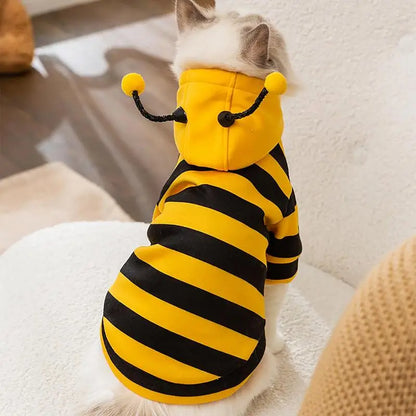 Pet Bee Costume Hoodie - Fleece Cosplay Sweatshirt for Dogs & Cats | Pet Accessories