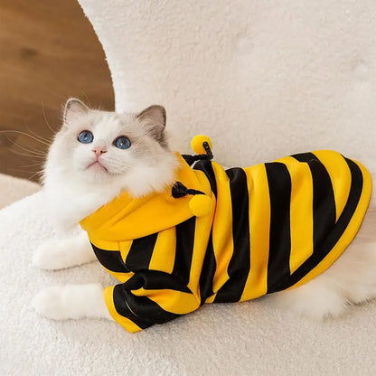 Cat Bee Costume Warm Hoodie - Halloween Pet Supplies