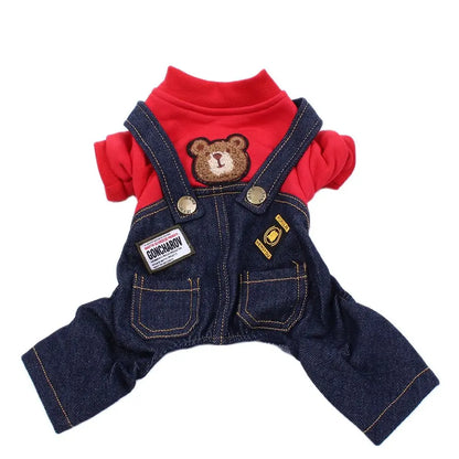 Pet Hoodie Denim Jumpsuit Jacket - Dog & Cat Winter Clothes