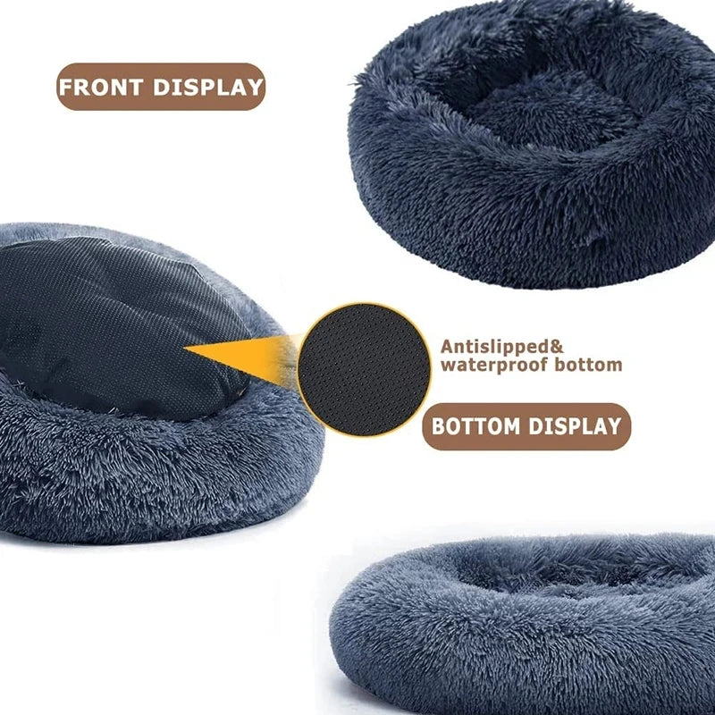 Long Plush Dog Bed House Dog Mat Winter Warm Sleeping Cats Nest Soft Long Plush Dog Basket Pet Cushion Portable Pet Bed