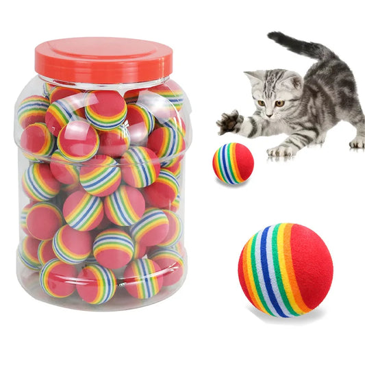 Interactive Rainbow Cat Toy Ball - Chew & Scratch Rattle for Cats & Dogs