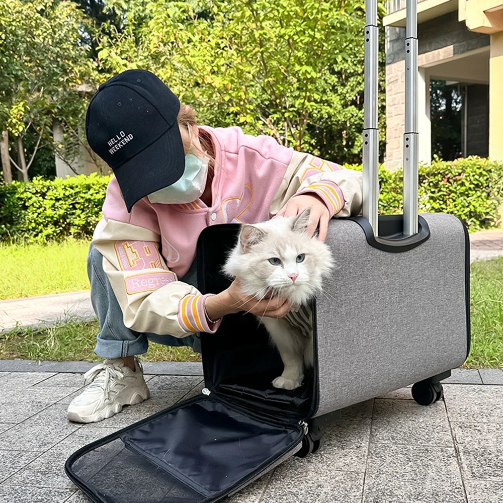 Large Pet Dog Trolley Load 15KG 4 Universal Wheels Pet Stroller Cat Dog Carrier Bag Wheeling Suitcase For Big Pet Travel Case