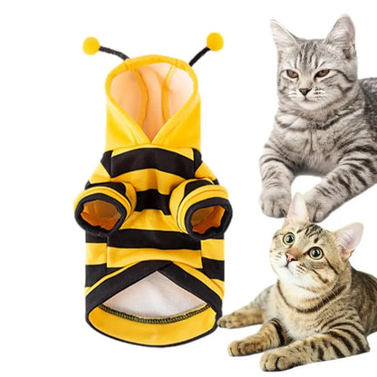 Pet Bee Costume Hoodie - Fleece Cosplay Sweatshirt for Dogs & Cats | Pet Accessories