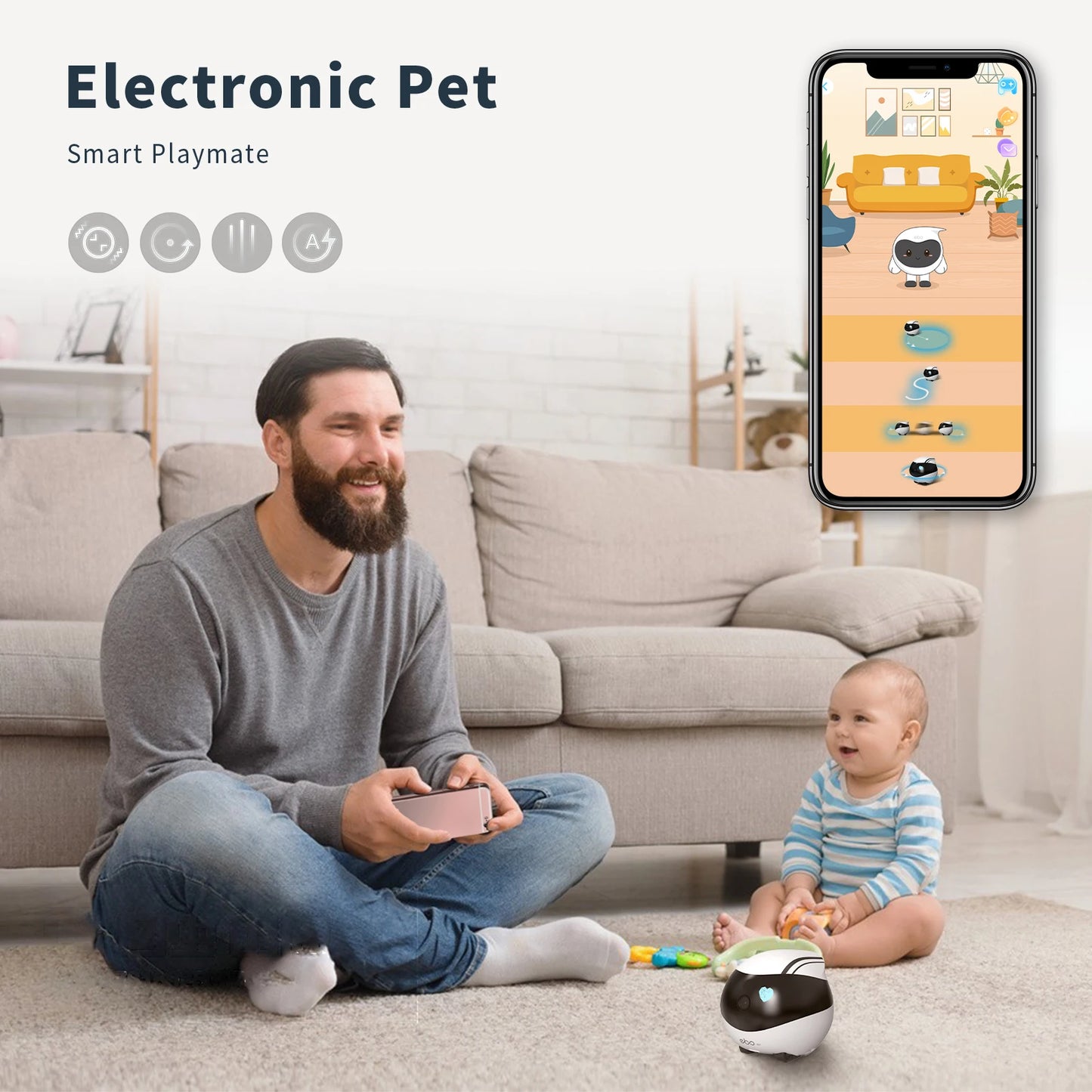 Enabot Security Monitor Home Robot Pet Camera, 2 Way Audio AI Tracking Monitors with E-Pet, Wireless Self-Charging Night Vision