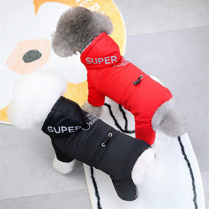 Warm Waterproof Dog Coat Hoodie for Small Pets - Thicken Jumpsuit for Chihuahua and Dogs