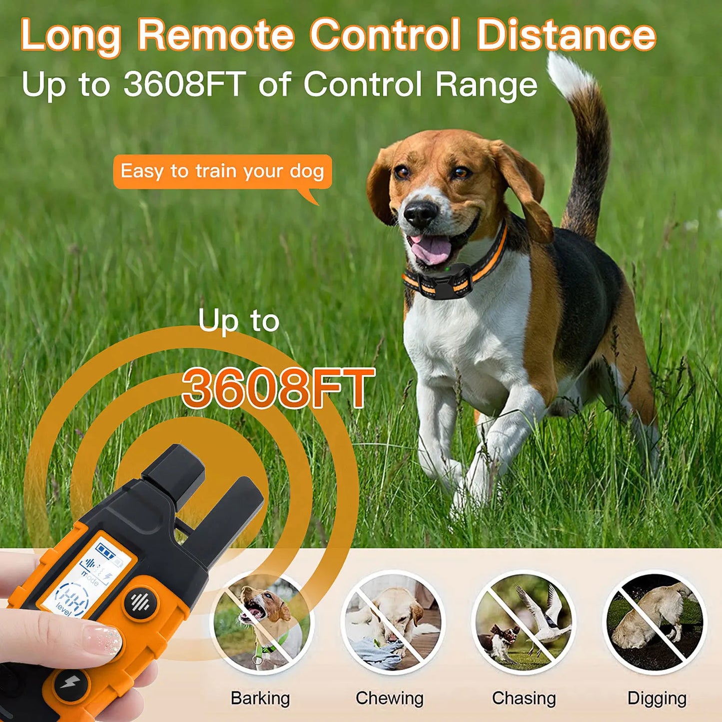 3300Ft Electric Dog Training Collar Remote Control Waterproof Pet BehaviorFor 5-120lbs Puppy With Shock Vibration