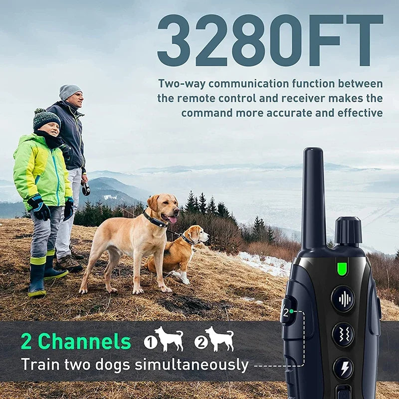 2000m Smart Dog Training Collar with Remote Electric Shocker Suitable for Preventing Dog Barking Pet Behavior Training Supplies