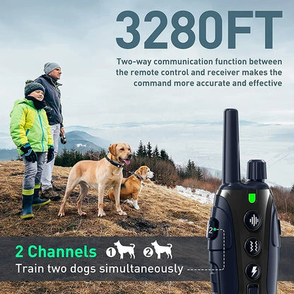 2000m Smart Dog Training Collar with Remote Electric Shocker Suitable for Preventing Dog Barking Pet Behavior Training Supplies