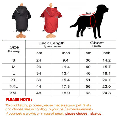 Autumn Winter Waterproof Dog Coat - Warm Cotton Hoodie with Reflective Details