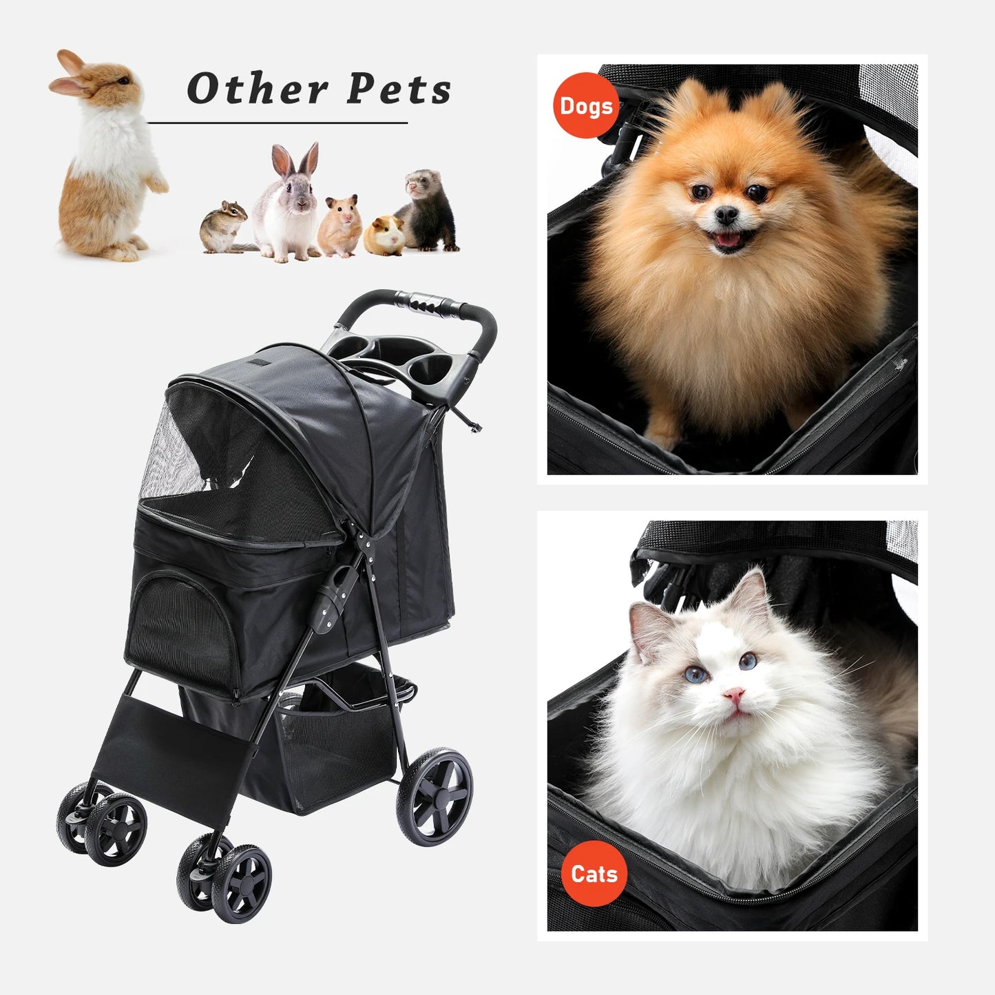 Pet Dog Carrier Stroller Cat Cart Outdoor Breathable Lightweight Foldable 3 Colors Pet Dog Carriers Stroller переноска для собак