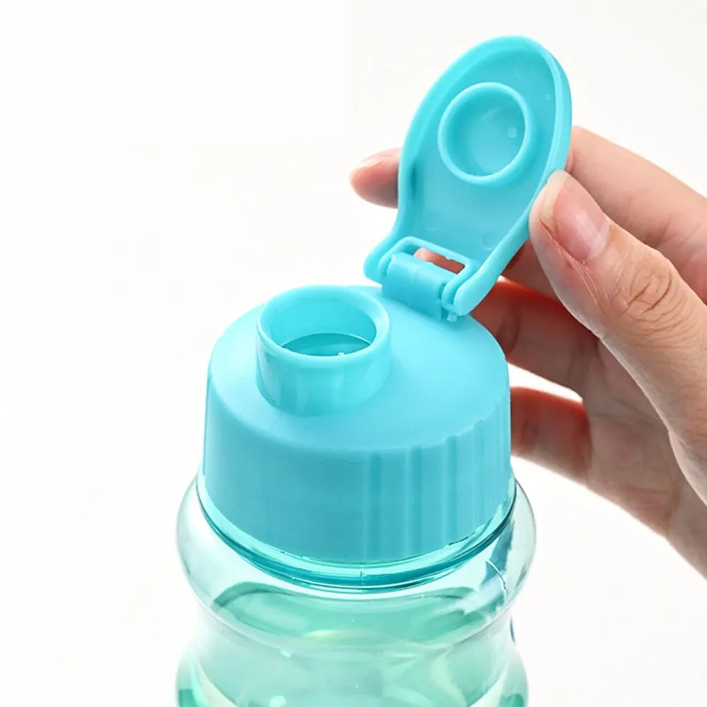 550ml Plastic Water Bottle Portable Sports Cup With Anti Drop Rope Outdoor Water Container Color Transparent Pet Flip Cover