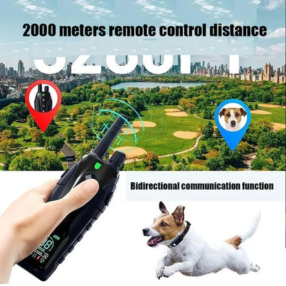 2000m Smart Dog Training Collar with Remote Electric Shocker Suitable for Preventing Dog Barking Pet Behavior Training Supplies