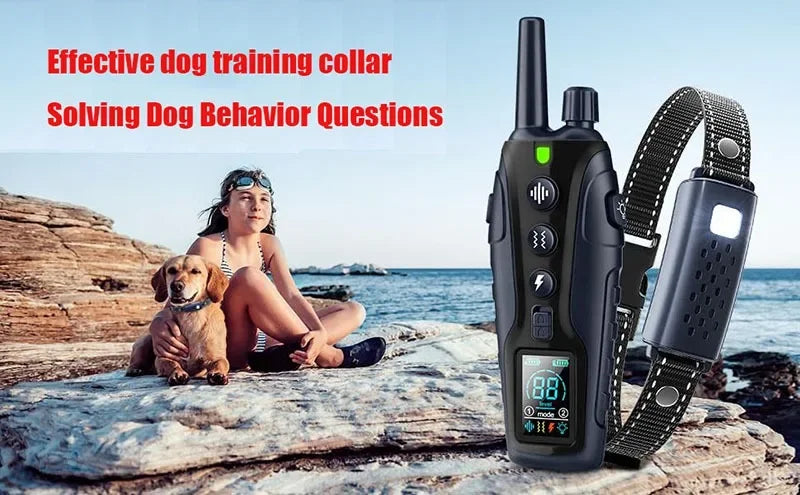 2000m Smart Dog Training Collar with Remote Electric Shocker Suitable for Preventing Dog Barking Pet Behavior Training Supplies