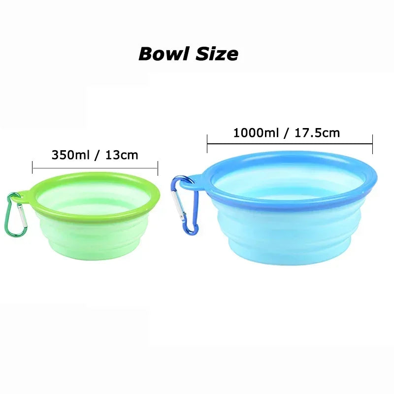 1000/350ml Solid Color Foldable Dog Bowl Food Container Collapsible Dog Bowl Water Dish Feeder Portable Water Bowl for Pet Cats