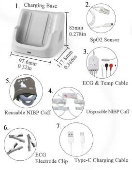 BERRY AM6200 Veterinary Monitor 6-Parameter Pet Accessory, Blood Pressure ECG EKG HR Spo2 PR Temp APP