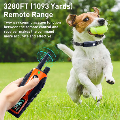 3280Ft Electric Dog Training Collar Remote Control Waterproof Pet BehaviorFor 5-120lbs Puppy With  Vibration Shock