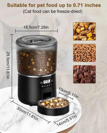 4L Automatic Smart Pet Cat Food Dispenser WiFi Cat Feeder with APP Control for Pet Dry Food Dual Power Supply For Small Dogs